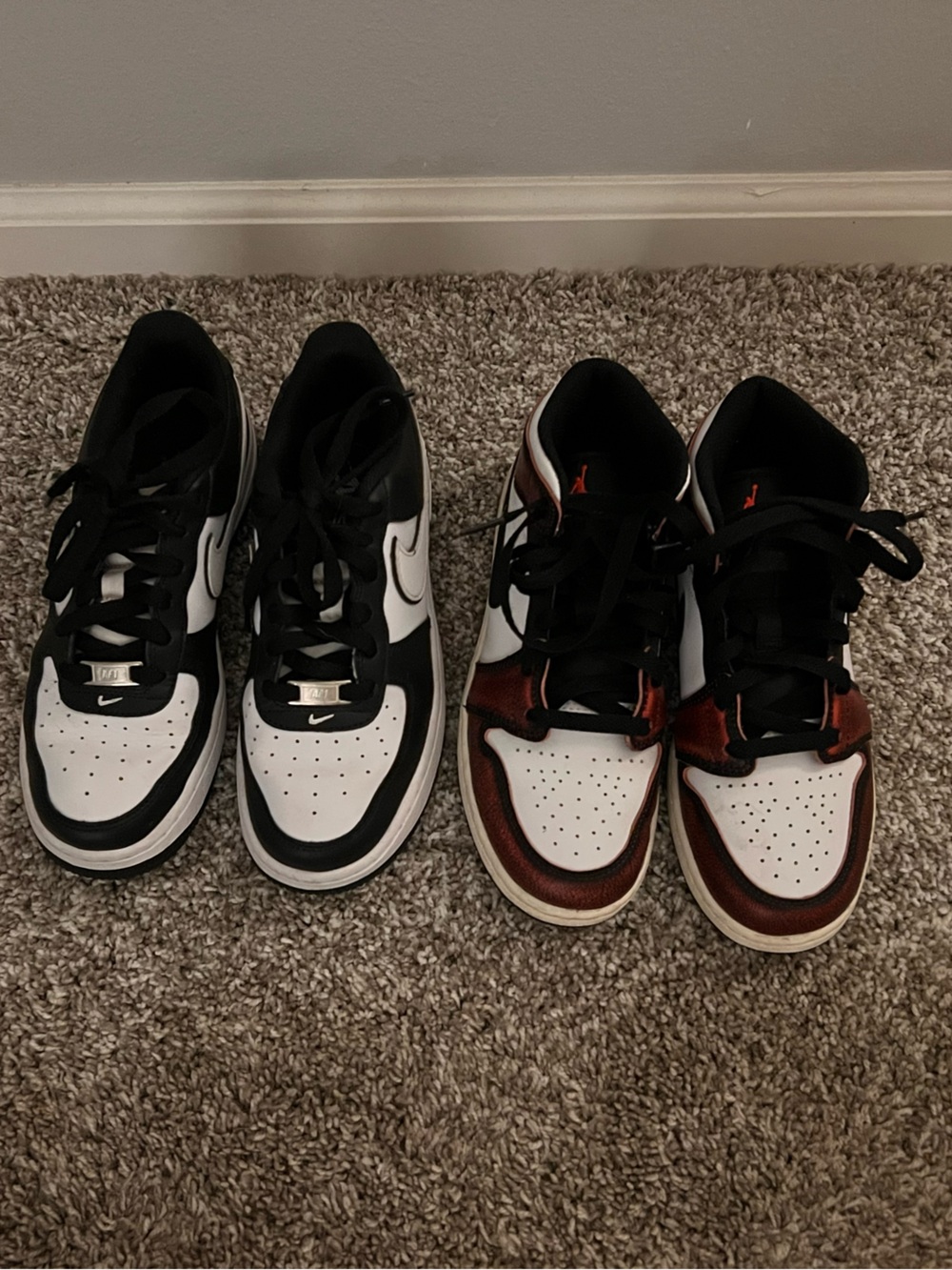 Black & White and Black & Red/Burgundy Low-Top Sneakers (Pair)